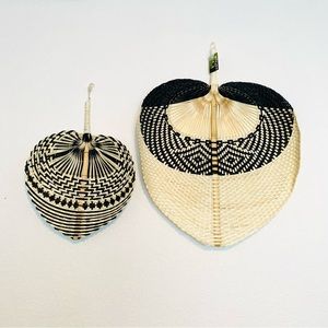 HANDMADE Basket Weave Leaf Decor Set of 2